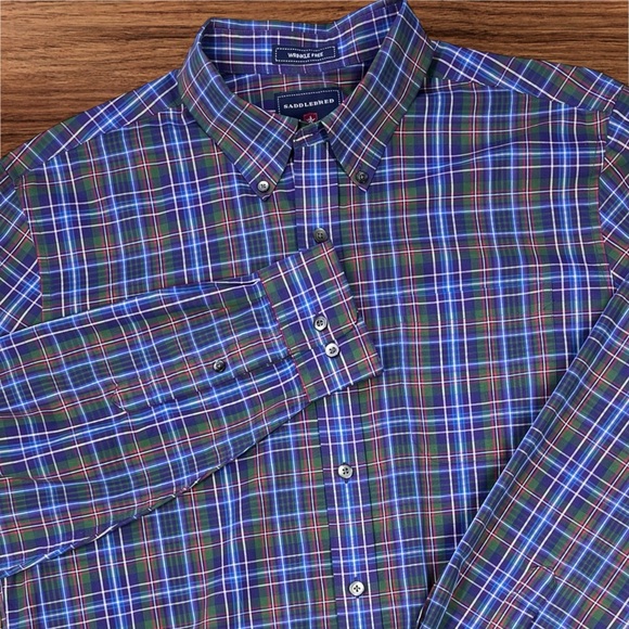 Saddlebred Other - Saddlebred Men’s Long Sleeve Check Pattern Wrinkle Free Dress shirt. Large.